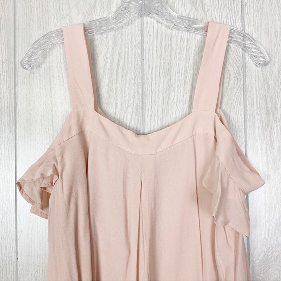 Sanctuary | Ruffle Sleeve Cold Shoulder Cameo Pink Top Size Small - Picture 4 of 10